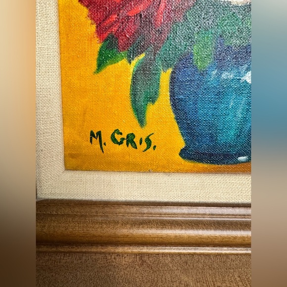 Gorgeous Vintage Still Life Oil Painting By M. Gris Bouquet of Roses Art Work - Picture 3 of 7